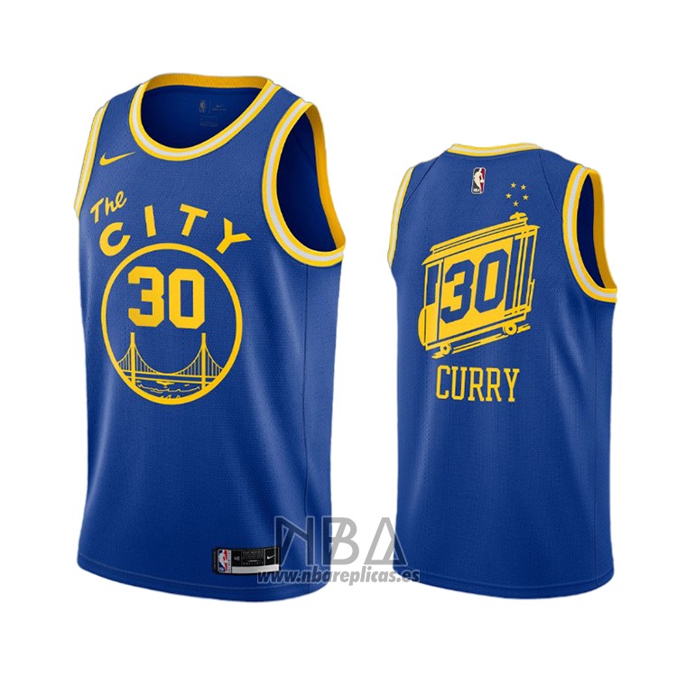Camiseta Golden State Warriors Stephen Curry NO 30 Hardwood Classics 2020-21 Azul